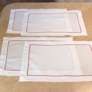Linen Placemats with Red Stitched Border (4)